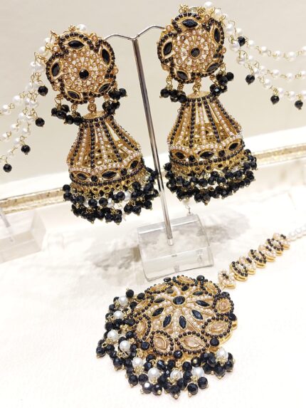 Black Jhumki Bindi (Handmade Indian/Pakistani Traditional Forehead Adornment)