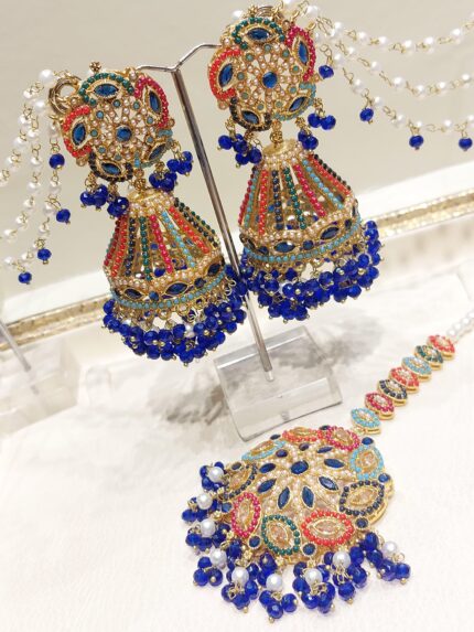 Dark Blue Jhumki Bindi (Handmade Indian/Pakistani Traditional Forehead Adornment)