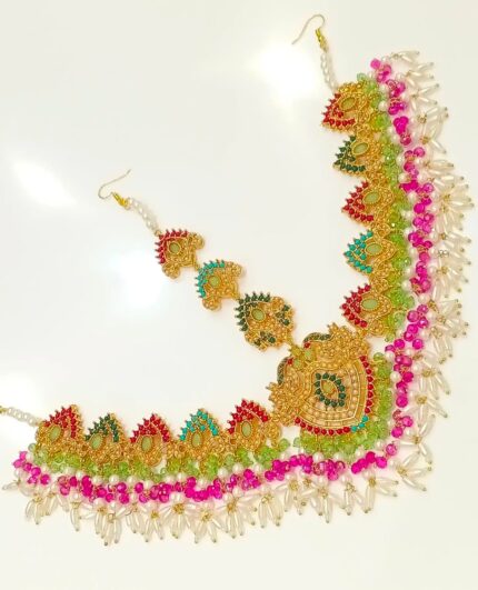 Matha Pati (Forehead Chain) - Stunning Pink & Gold Shade