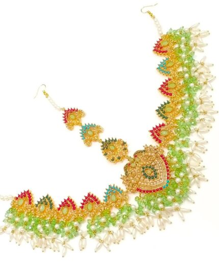 Matha Pati (Forehead Chain) - Stunning Light Green & Gold Shade