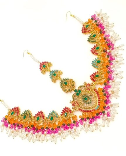 Matha Pati (Forehead Chain) - Stunning Black Pink & Gold Shade
