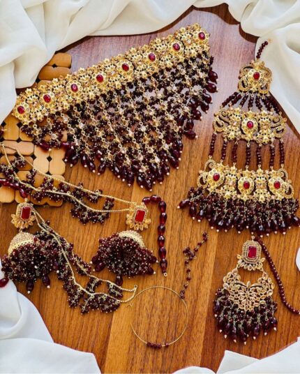 Maroon Bridal Choker Sets