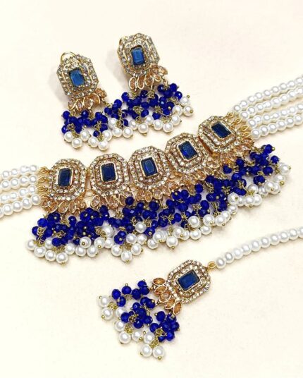 Neavy Blue Shade Choker Necklace Sets