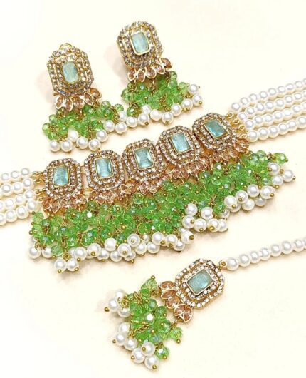 Sea Green Shade Choker Necklace Sets
