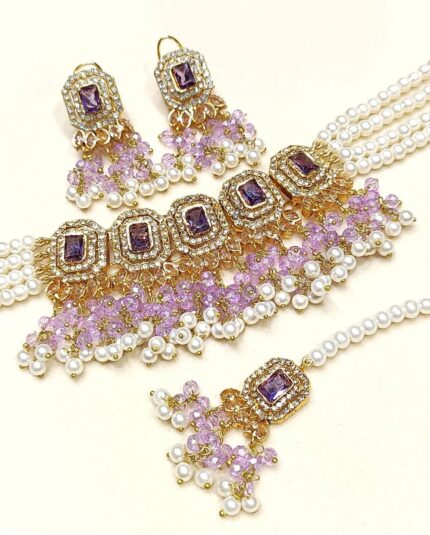 Pink Light Shade Choker Necklace Sets