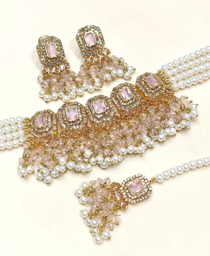 Beige Shade Choker Necklace Sets