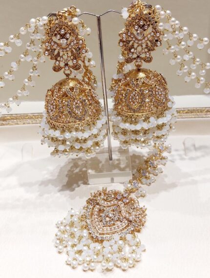 White Jhumki Bindhi (Handmade Indian/Pakistani Traditional Forehead Adornment)