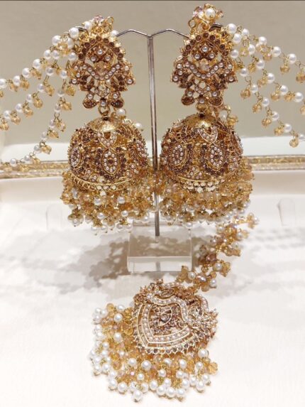 Beige Jhumki Bindhi (Handmade Indian/Pakistani Traditional Forehead Adornment)