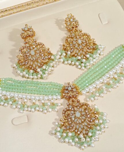 Sea-Green Choker & Earrings Sets