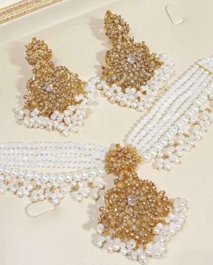 White Gold Choker & Earrings Sets