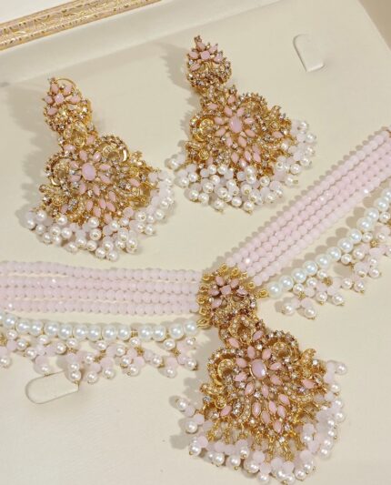 Pink Gold Choker & Earrings Sets