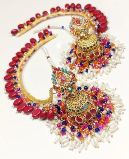 MeenaKari Maroon Jhumka Earrings
