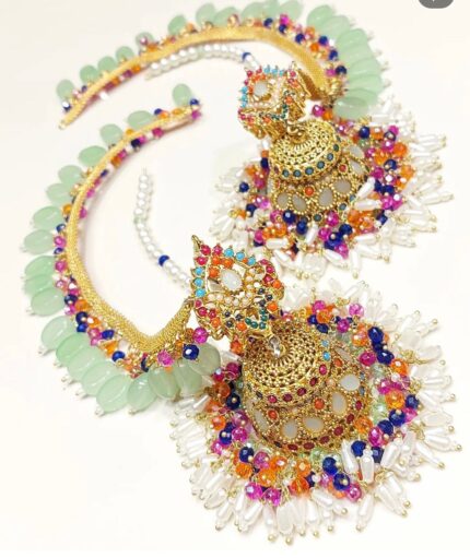 MeenaKari Sea-Green Jhumka Earings