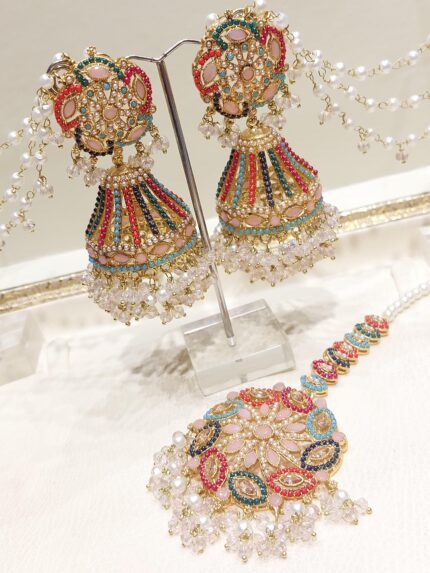 Multi Colors with Light Shade Jhumki Bindhi (Handmade Indian/Pakistani Traditional Forehead Adornment)