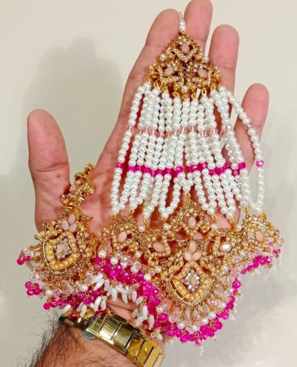 Jhumar Bindi - White Gold & Pink