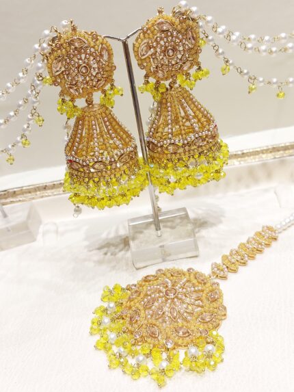 Yellow Jhumki Bindhi (Handmade Indian/Pakistani Traditional Forehead Adornment)